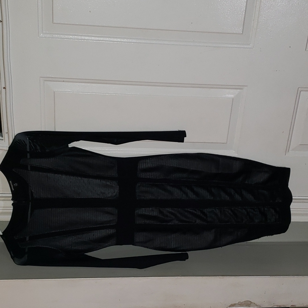 Black Mesh long sleeve dress, size small, comes to the knee